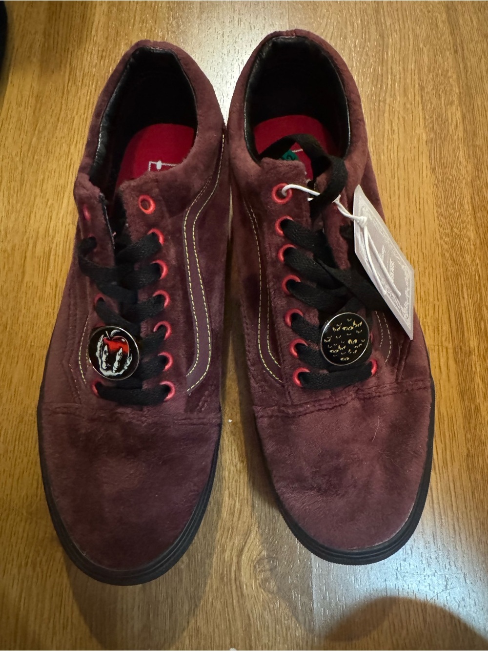Vans Men's Burgundy Suede Sneakers with Black Laces
